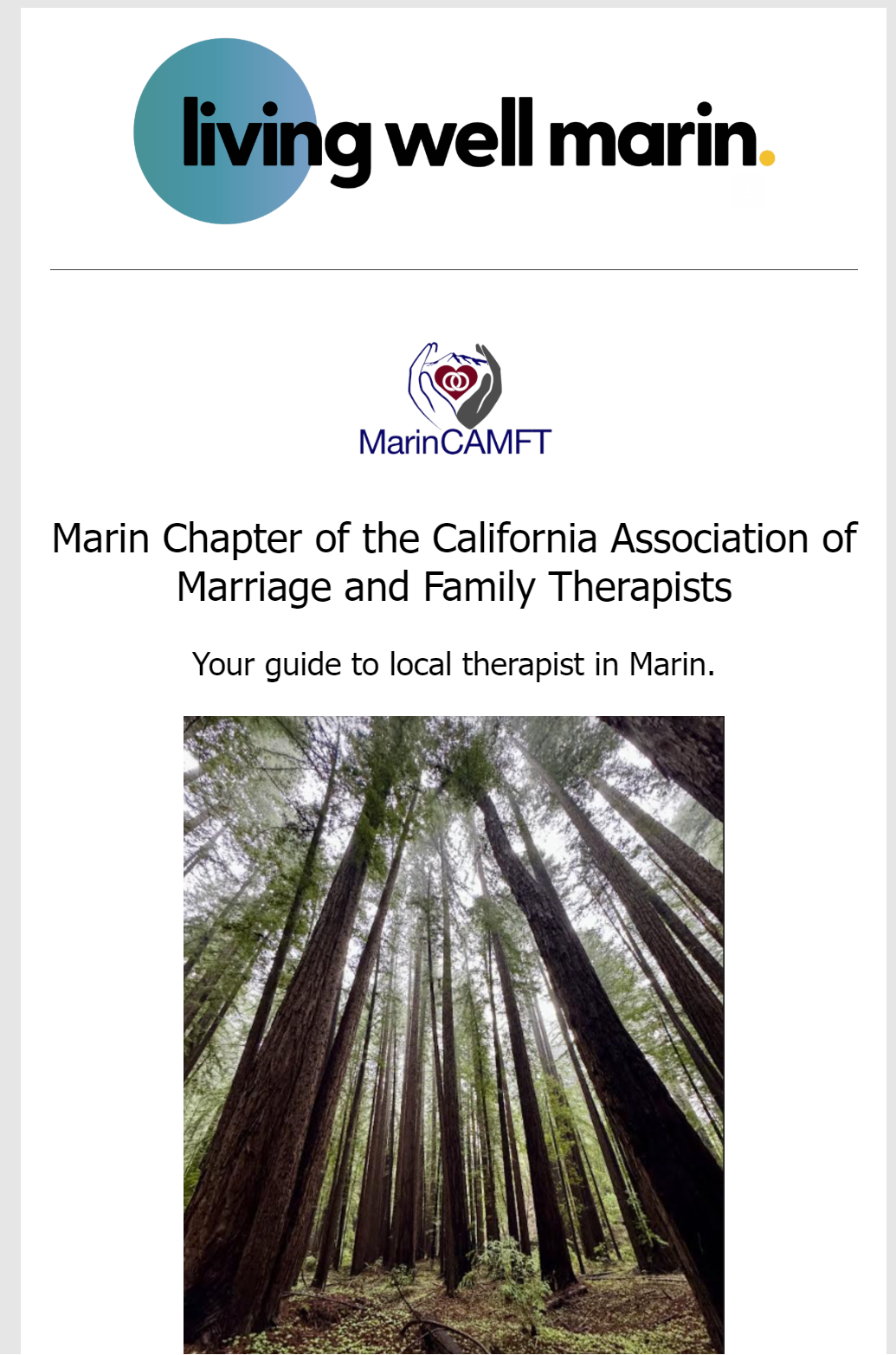 screenshot of Marin CAMFT Therapist Directory