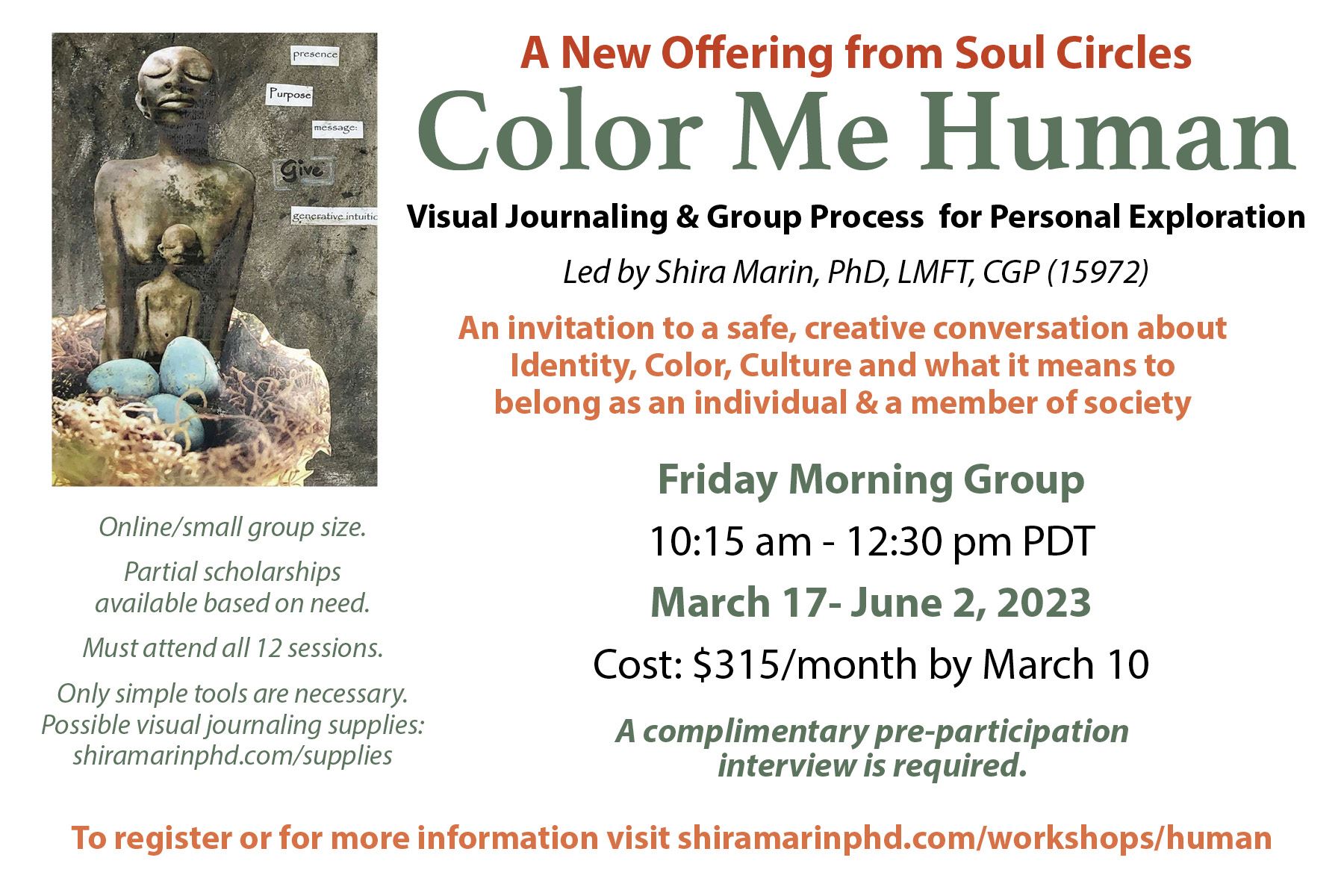Soul Circles - Color Me Human - Workshop by Shira Marin, PhD