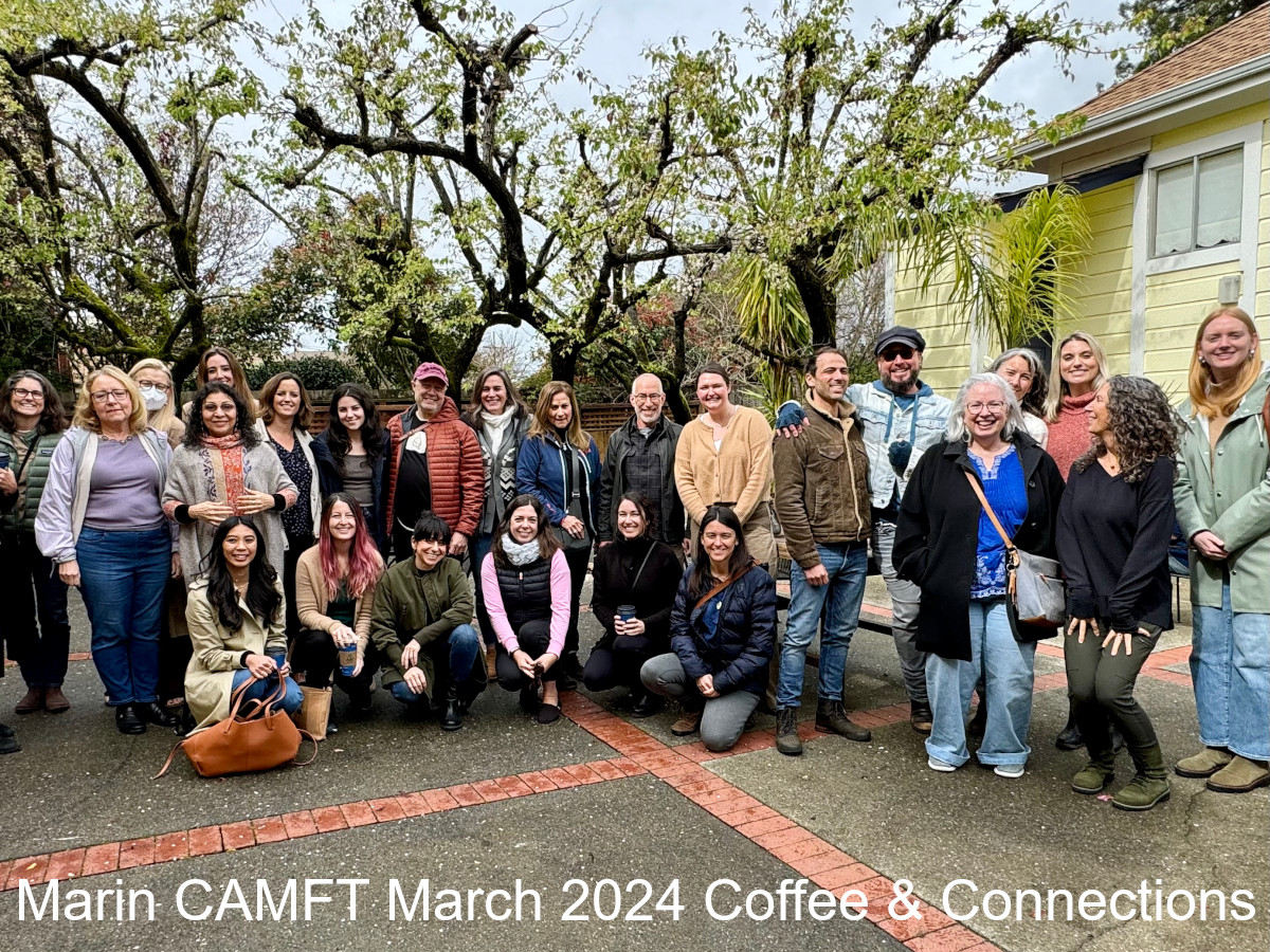 Group photo from March 2024 Marin CAMFT coffee gathering